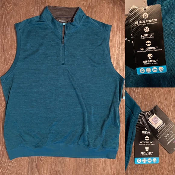 PGA Tour Other - PGA Tour Golf Mens Blue Heather Quarter Zip Vest size M Medium or  XX-Large